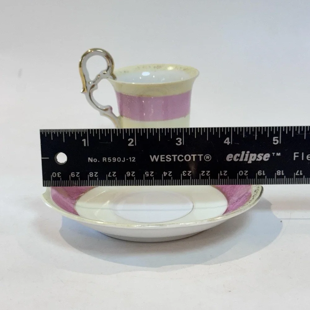 Vintage Ucagco Occupied Japan‎ Demitasse Espresso Cup Ornate Handle Pink & Gold